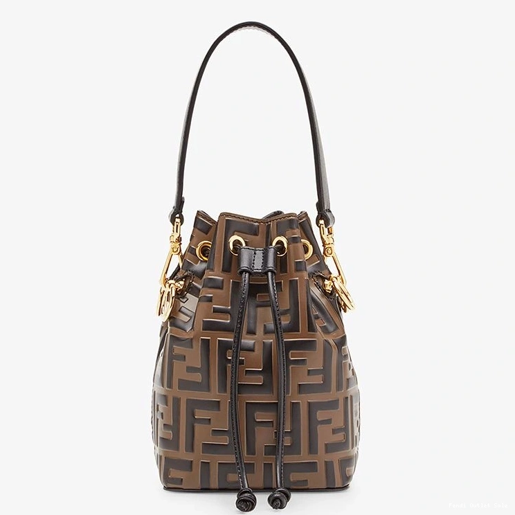 Affordable Brown Motif Bucket FF Mini Calf In Tresor Bag Mon Fendi Leather 0806